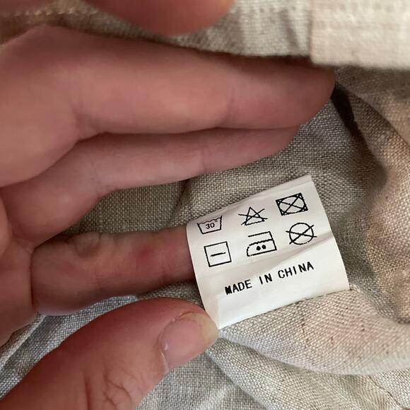 NEW ADOR 100% Linen Button Up Shirt Oversized Lagenlook Beige - Size Medium - Picture 5 of 8